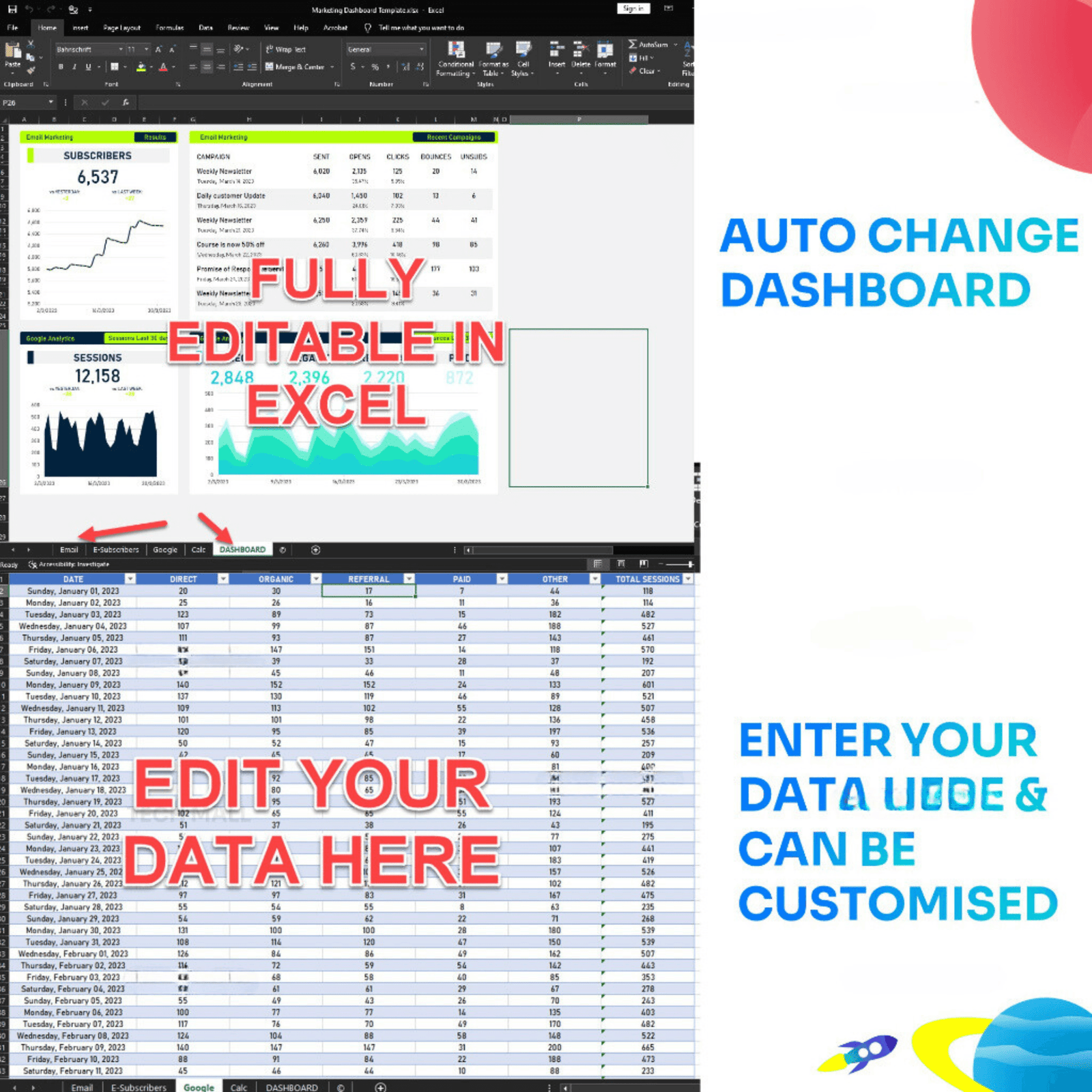 12 EXCEL KPI Dashboard - Fully Editable Templates for Tracking Your Business Performance - Image 5