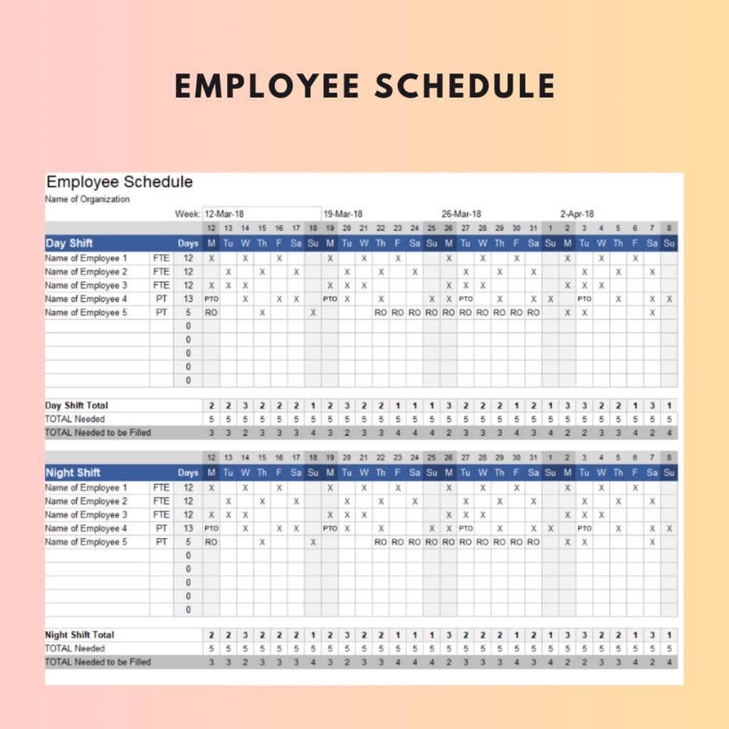 7 Set Shift Schedule Excel Template - Image 8