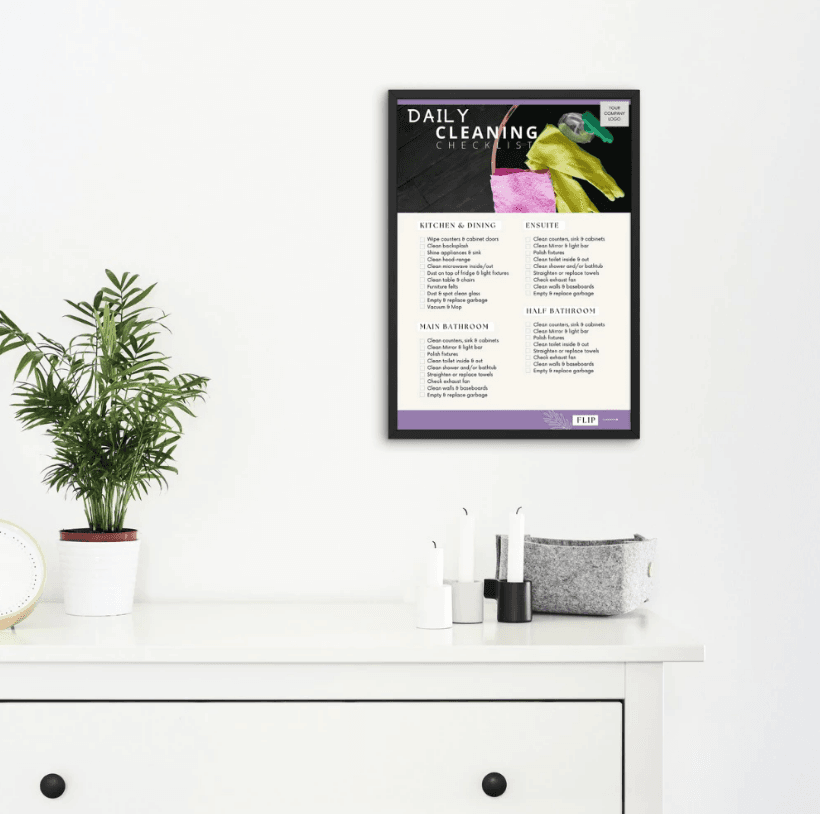 Daily Cleaning Checklist Canva Template | Printable A4 Size for Airbnb | Homestay | Booking.com - Image 4