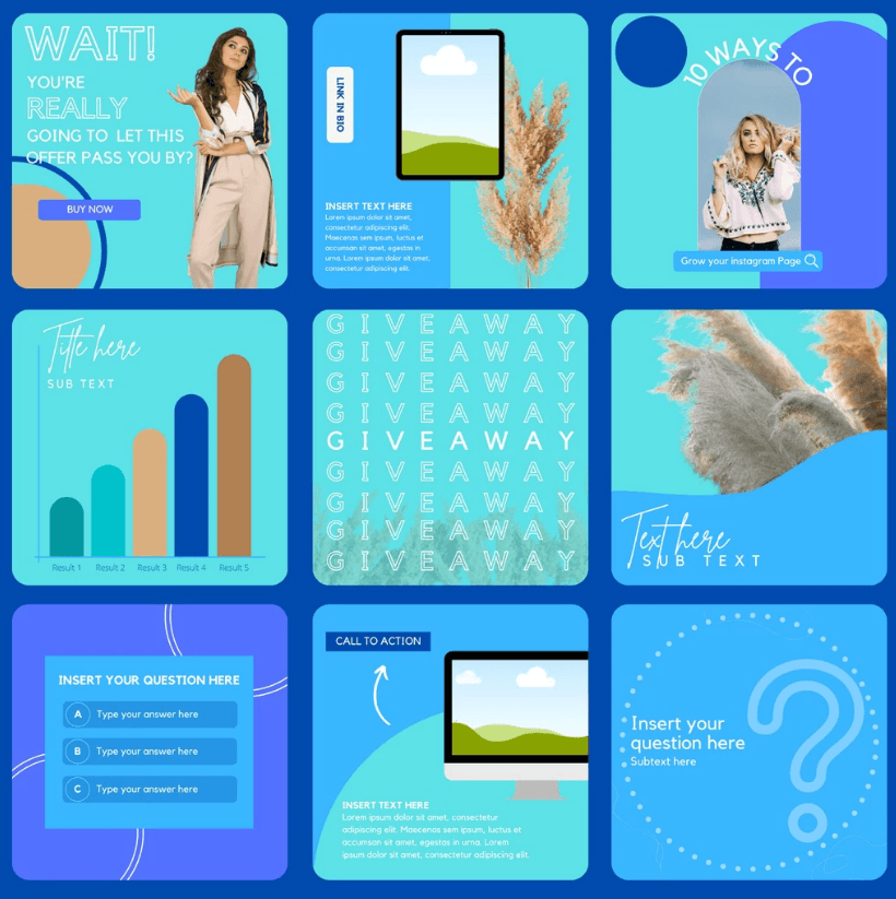 30 Blue Theme Canva Templates Printable A4 for Instagram Facebook Minimalist Design - Image 2