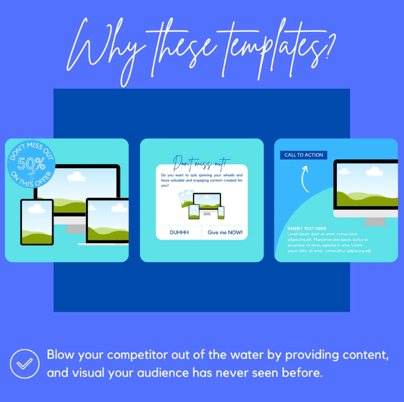 30 Blue Theme Canva Templates Printable A4 for Instagram Facebook Minimalist Design - Image 5