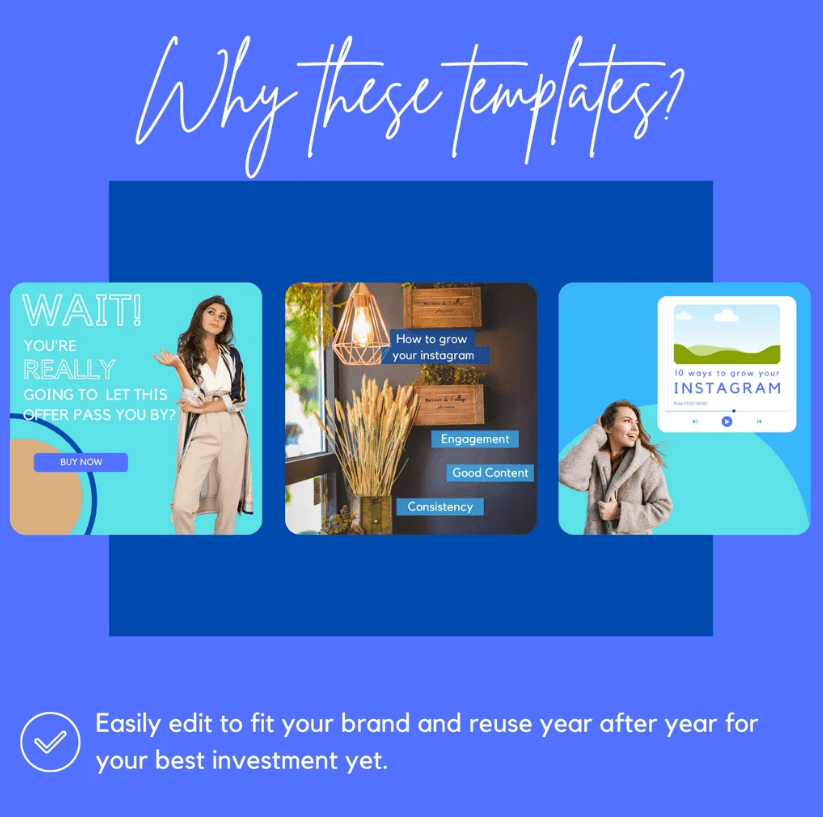 30 Blue Theme Canva Templates Printable A4 for Instagram Facebook Minimalist Design - Image 7
