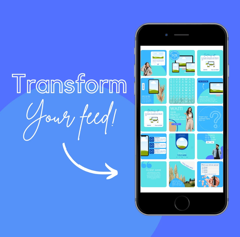 30 Blue Theme Canva Templates Printable A4 for Instagram Facebook Minimalist Design - Image 8