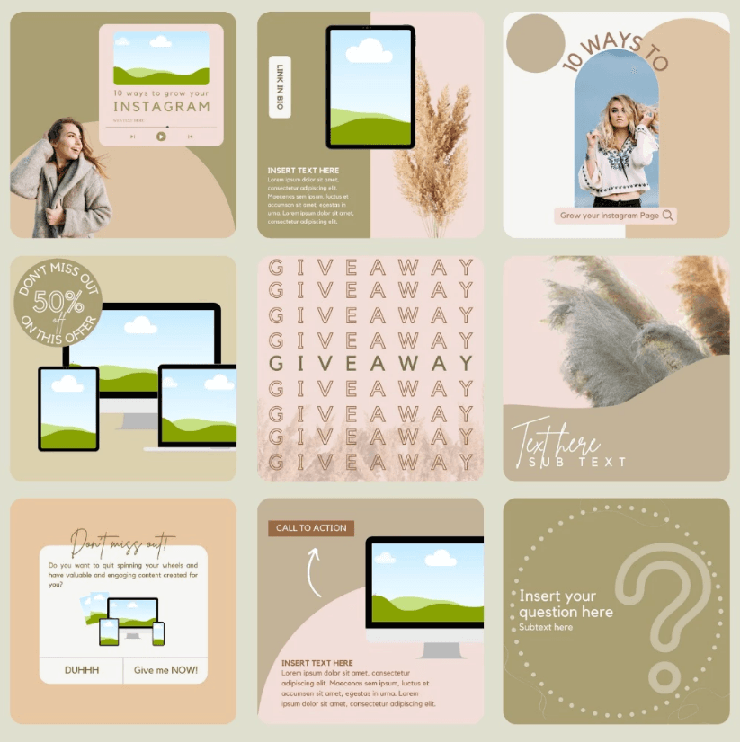 30 Brown Theme Canva Templates Printable A4 for Instagram Facebook Minimalist Design - Image 2