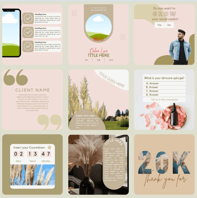 30 Brown Theme Canva Templates Printable A4 for Instagram Facebook Minimalist Design - Image 4