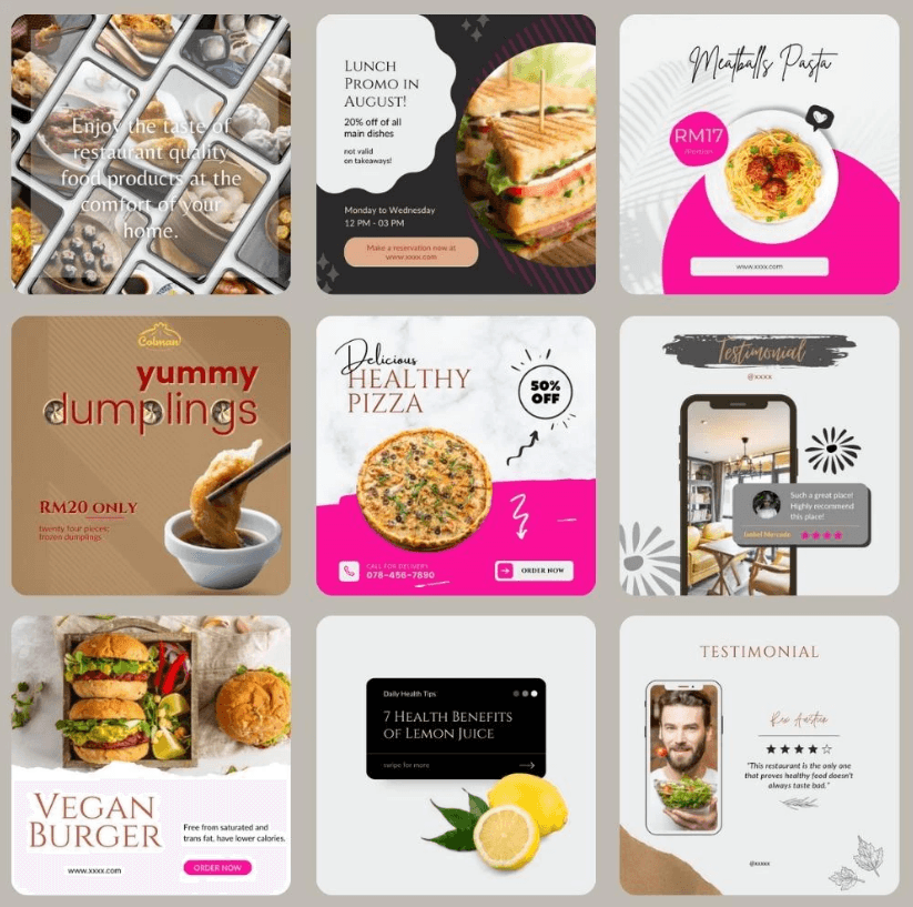 49 Foodie Theme Canva Templates | Printable A4 for Instagram Facebook | Minimalist Design - Image 3