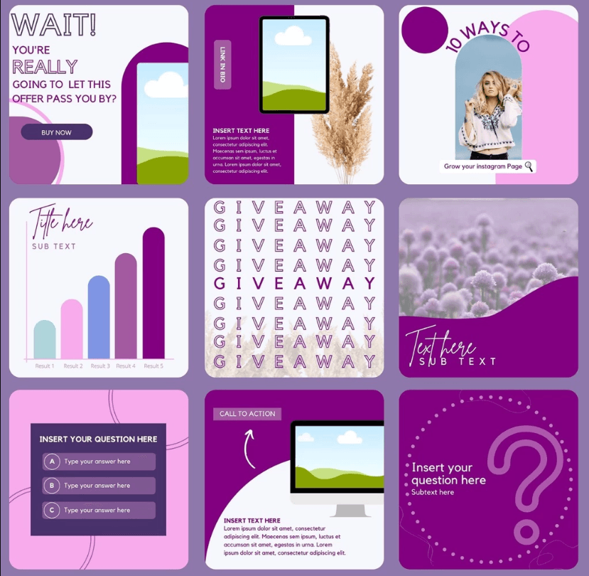 30 Purple Theme Canva Templates Printable A4 for Instagram Facebook Minimalist Design - Image 4