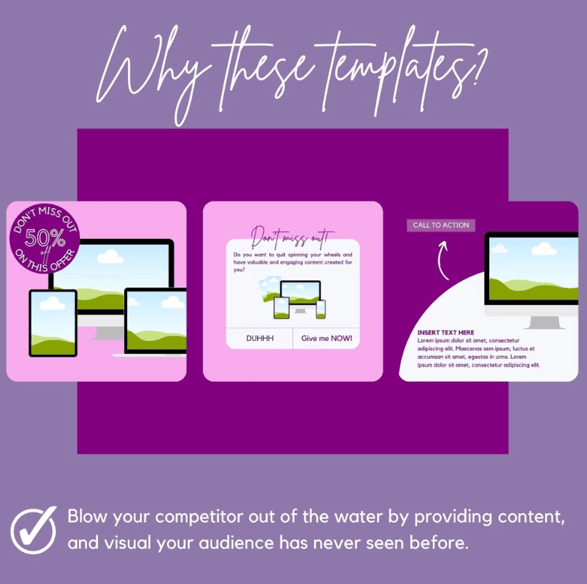 30 Purple Theme Canva Templates Printable A4 for Instagram Facebook Minimalist Design - Image 5