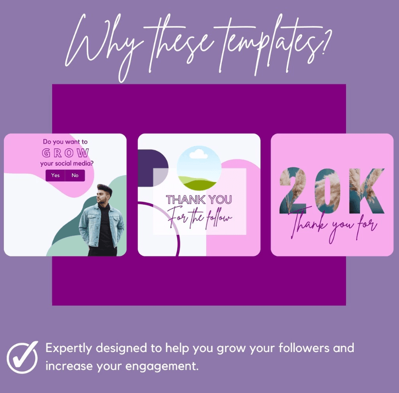 30 Purple Theme Canva Templates Printable A4 for Instagram Facebook Minimalist Design - Image 6