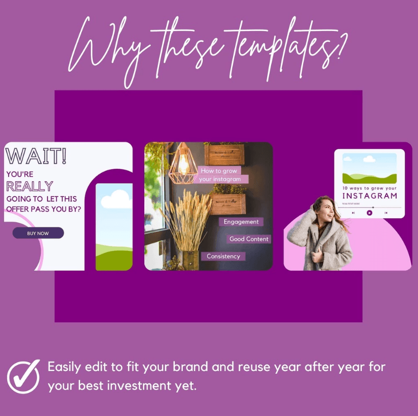 30 Purple Theme Canva Templates Printable A4 for Instagram Facebook Minimalist Design - Image 7