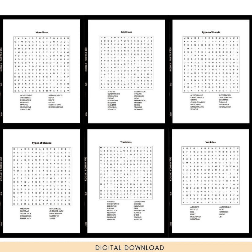 Printable Word Search Puzzle Book for Adults | Hobby & Free Time Activity Worksheets - Image 4