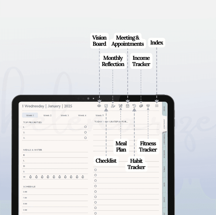 2025 Hyperlinked Digital Planner | For iPad & Android | Good notes Compatible - Image 5