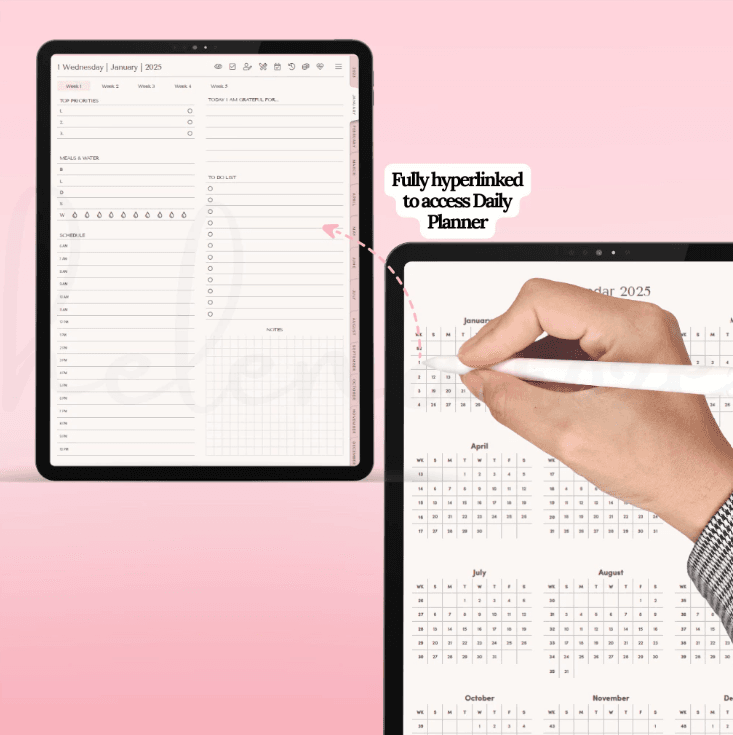 2025 Hyperlinked Digital Planner | Daily & Weekly Planner for Goodnotes on iPad | Includes Planner Stickers - Image 7